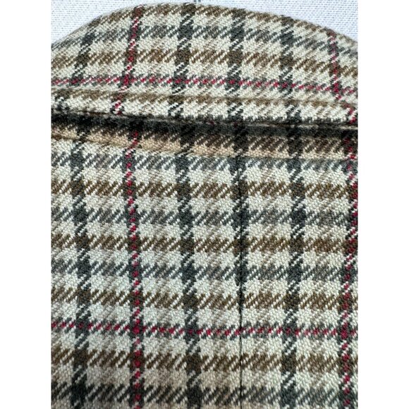 Talbots Womens Plaid Wool Jacket Size 16 Brown Cream Gingham Academia Scholar Ma - Picture 16 of 16